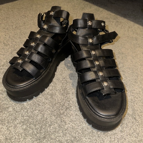 Demonia Shoes - Black Strappy Sandals